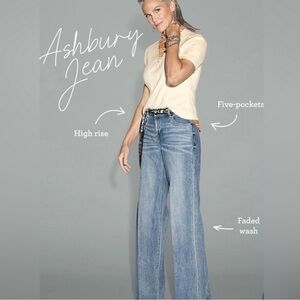 CAbi Ashbury Blue High Rise Jeans with Wide-Leg Design Sz 10